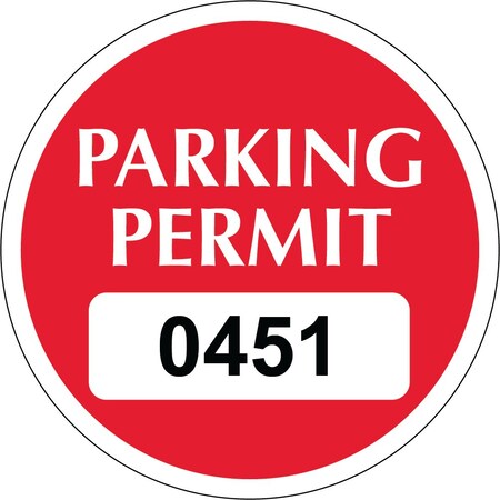 Lustre-Cal Repositionable Parking Permit Dark Red 2in x 2in  Circle Serialized 450-500, 50PK 253749Py1RdDi0451